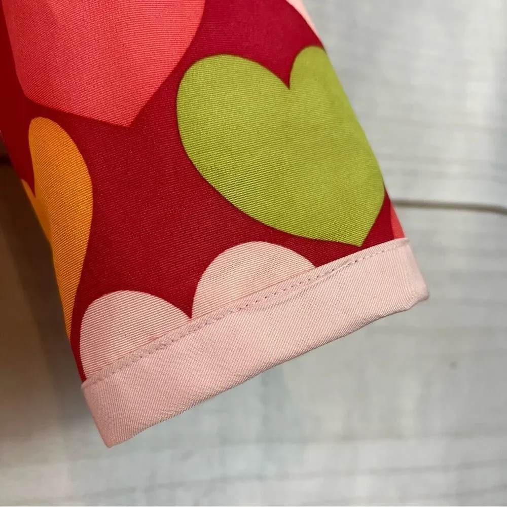 Girls Gymboree Lined Raincoat/Rain Jacket Hearts Velcro Raspberry  Pink 5-6